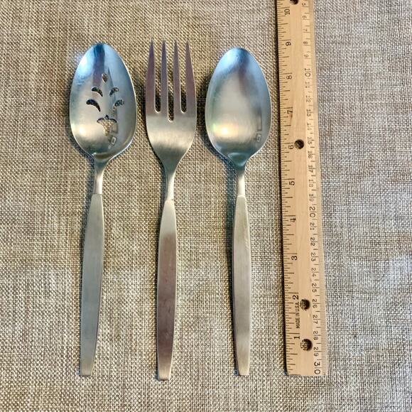 Oneida Community FROSTFIRE Stainless Satin Glossy Flatware Serving Set Pierced - Picture 3 of 12